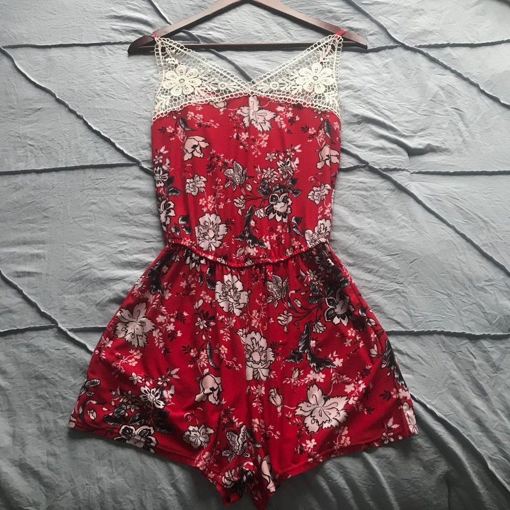 Red Floral Romper